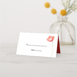 Modern Poppy Red Wedding Foto Plaatskaartje