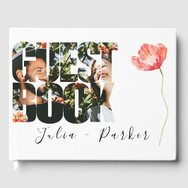 Modern Poppy Red Wedding Guest Book Gastenboek