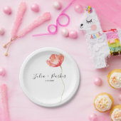 Modern Poppy Red Wedding Papieren Bordje (Feest)