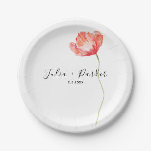 Modern Poppy Red Wedding Papieren Bordje