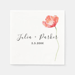Modern Poppy Red Wedding Servet
