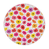 Modern Poppy Roze Rood Sinaasappel Bloemen Stippen Snijplank (Voorkant)