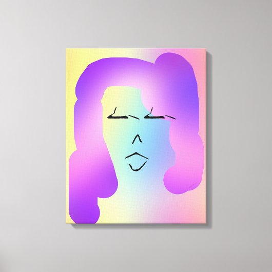 MODERN PORTRET VAN EEN VROUW MET PAARS HAAR CANVAS AFDRUK (Voorkant)