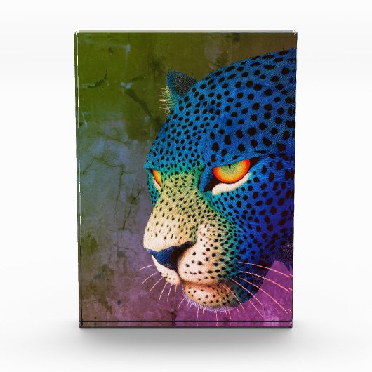 Modern Portret van Wilde Kat met Rode Ogen Fotoblokken (Voorkant)
