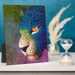 Modern Portret van Wilde Kat met Rode Ogen Fotoplaat