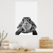 Modern Portret van Zeeschildpad zwart wit   Poster (Keuken)