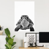 Modern Portret van Zeeschildpad zwart wit   Poster (Thuiskantoor)
