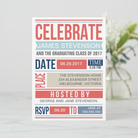 Modern poster afstuderen aankondiging (Staand voorkant)