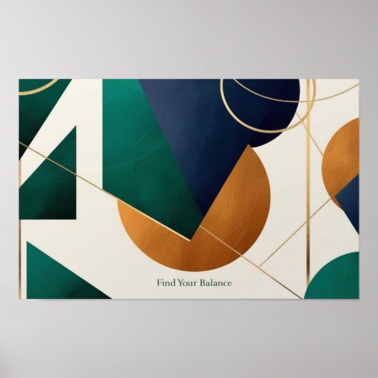 Modern poster minimalistisch met overlappende drie (Voorkant)