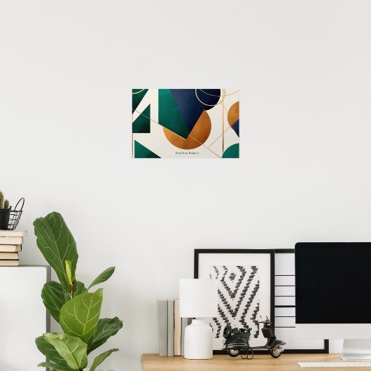 Modern poster minimalistisch met overlappende drie (Thuiskantoor)