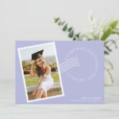 Modern postzegel Lijst | Lila foto Afstudeerder Aankondiging (Staand voorkant)