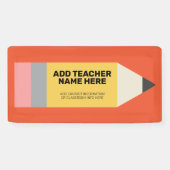 Modern potlood met informatie over leraar en leslo spandoek (Horizontaal)