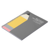 Modern potlood met leraar en leslokaal onderwerp notitieboek (Linkerzijde)