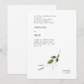 Modern Potlood & Waterverf Greenery Wedding Kaart (Voorkant / Achterkant)