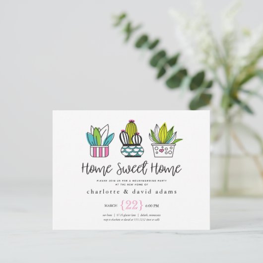 Modern Potten Planten Housewarming Briefkaart (Staand voorkant)