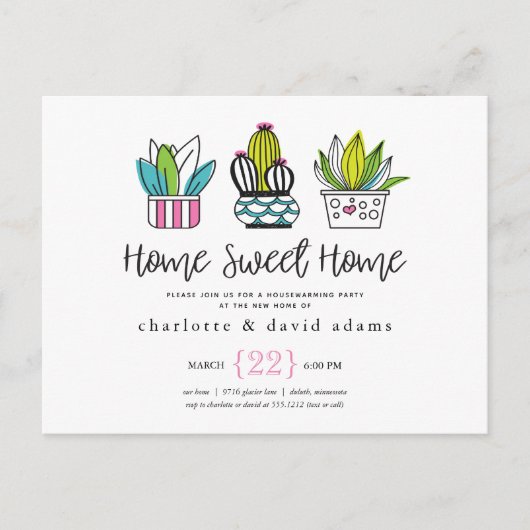 Modern Potten Planten Housewarming Briefkaart (Voorkant)