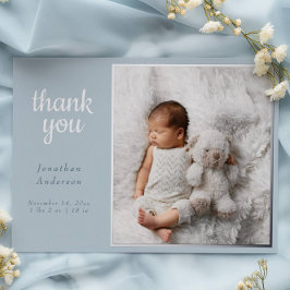 Modern Powder Blue Silver Foil Birth Announcement Folie Feestdagenkaart