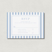 Modern Powder Blue Stripes Wedding  RSVP Kaartje