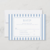 Modern Powder Blue Stripes Wedding  RSVP Kaartje (Voorkant)