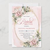 Modern Powder Pink Glitter Bridal Shower Invites Kaart (Voorkant)