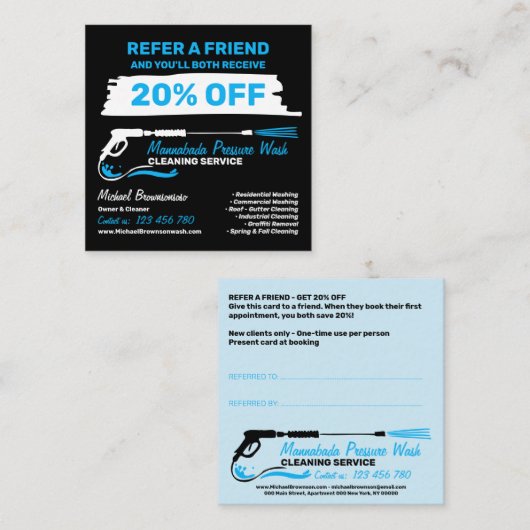 Modern Power House Cleaning Pressure Washing Aanbevelingskaartje (Voorkant / Achterkant)