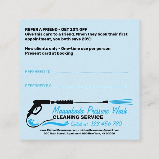 Modern Power House Cleaning Pressure Washing Aanbevelingskaartje (Achterkant)