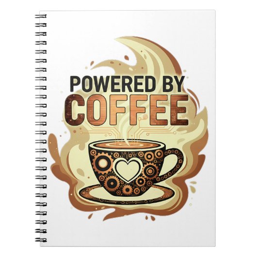 Modern Powered by Coffee – Trendy Coffee Typografi Notitieboek (Voorkant)