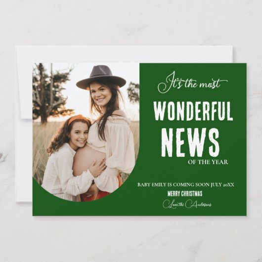 Modern Prachtige nieuwe kerstzwangerschap Kaart (Voorkant)
