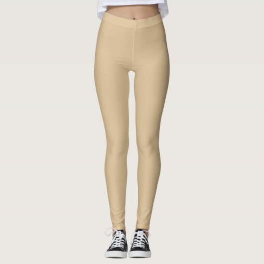 Modern praktisch kleurenblok l Beige Leggings (Voorkant)