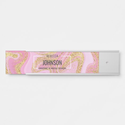 Modern Precious Pink Gold Marble Name - Name Bord Deurbordje (Voorkant)