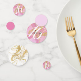 Modern Precious Pink Gold Marble Sweet 16 Confetti