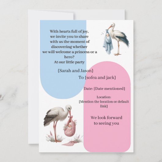 Modern Pregnancy Announcement Card - Bilingual Ara Kaart (Voorkant)