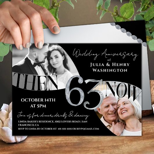 Modern Premium 63rd Wedding Anniversary Kaart