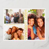 MODERN Premium Gold MERRY CHRISTMAS MULTI Photo Folie Feestdagen Briefkaart (Voorkant)