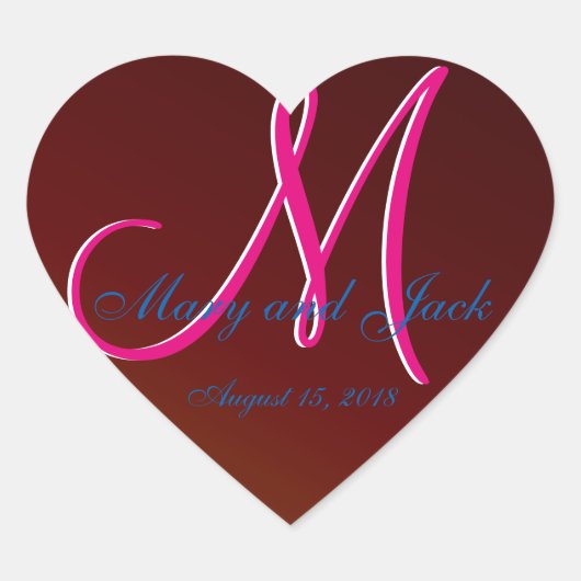 Modern Preppy 3d Monogram Earth-tone Bloed Rood Hart Sticker (Voorkant)
