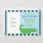 Modern Preppy Alligator Birthday Invitations Kaart (Voorkant)