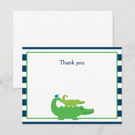 Modern Preppy Alligator Flat Bedankt voor je brief Notitiekaartje (Voorkant / Achterkant)