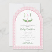 Modern Preppy Arch Green Monogram Vrijgezellenfees Kaart (Voorkant)