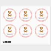 Modern Preppy Beer Roze Plaid Baby shower Ronde Sticker (Vel)
