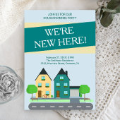 Modern Preppy Blauw Groen Housewarming Party Invit Kaart