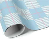 Modern Preppy Blue & Pink Plaid Wrapping Paper Cadeaupapier (Rol Hoek)