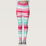 Modern Preppy Cyan Magenta Waterverf Streep Leggings<br><div class="desc">Modern Preppy Cyan Magenta Waterverf Stripe Pattern Vrouwen Leggings beschikt over een modern cyaan en mageneta waterverf strippatroon. Perfecte gift voor haar voor verjaardag, moeder voor Moederdag, zus of bestie voor Kerstmis en feestdagen. Ontworpen door ©Evco Studio www.zazzle.com/store/evcostudio</div>