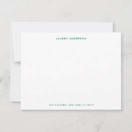 Modern Preppy Green Personalized Flat Notitiekaartje