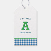 Modern Preppy Monogram en Gingham Gift Labels Cadeaulabel (Voorkant)