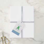 Modern Preppy Monogram en Gingham Gift Labels Cadeaulabel (Met Touw)