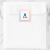 Modern Preppy Monogram en Gingham Vierkante Sticker (Tas)