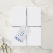 Modern Preppy Monogram en Stripe Gift Labels Cadeaulabel (Met Touw)