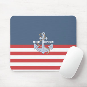 Modern preppy Nautical navy met anker Muismat