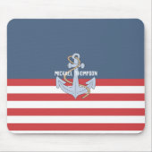 Modern preppy Nautical navy met anker Muismat (Voorkant)