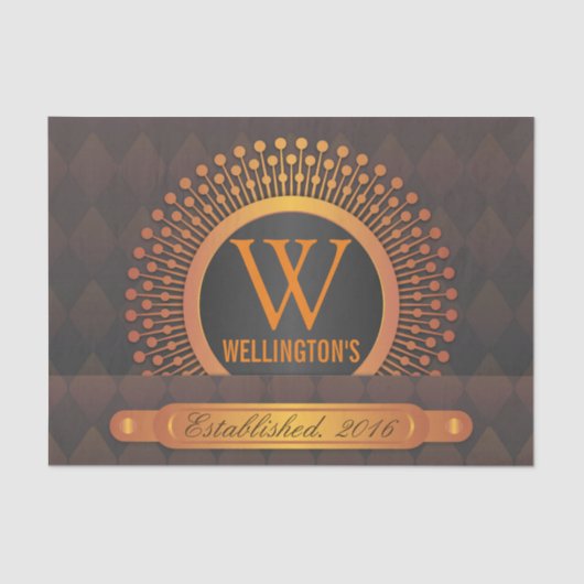 Modern Preppy Persoonlijke Monogram Familienaam Tissuepapier (Voorkant)